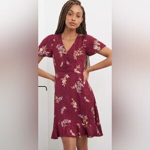 Red Puff Sleeve V-Neck Sundress